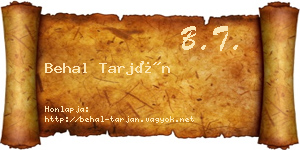 Behal Tarján névjegykártya