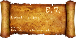 Behal Tarján névjegykártya